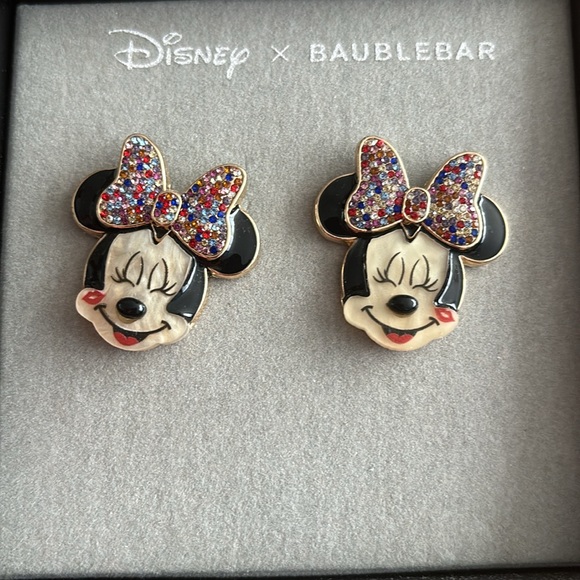 Disney x Baublebar Minnie Mouse colorful bow kiss in the cheek earrings - Picture 2 of 4